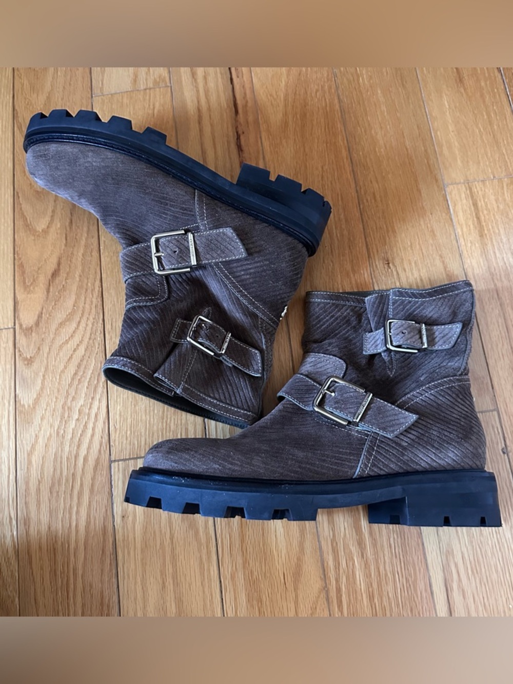 Jimmy Choo brown leather Youth II women’s biker boots size 38.5